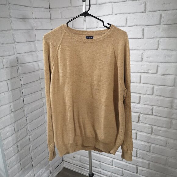 J. Crew Men's Size Large Lightweight Tan Round Neck Long Sleeves Sweater - Picture 1 of 9
